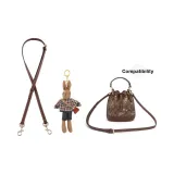 Coach Bucket Bag Dark Brown Gold-Tone Lock Adjustable 90-120cm+Brown Bunny Doll