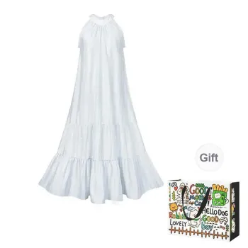 PZHK Sleeveless Dresses Women's Blue Shopping Bag Included