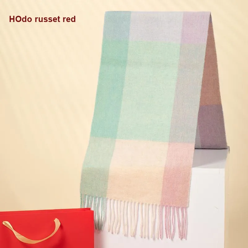 Red Bean 100% Wool Knit Scarves Women's-8