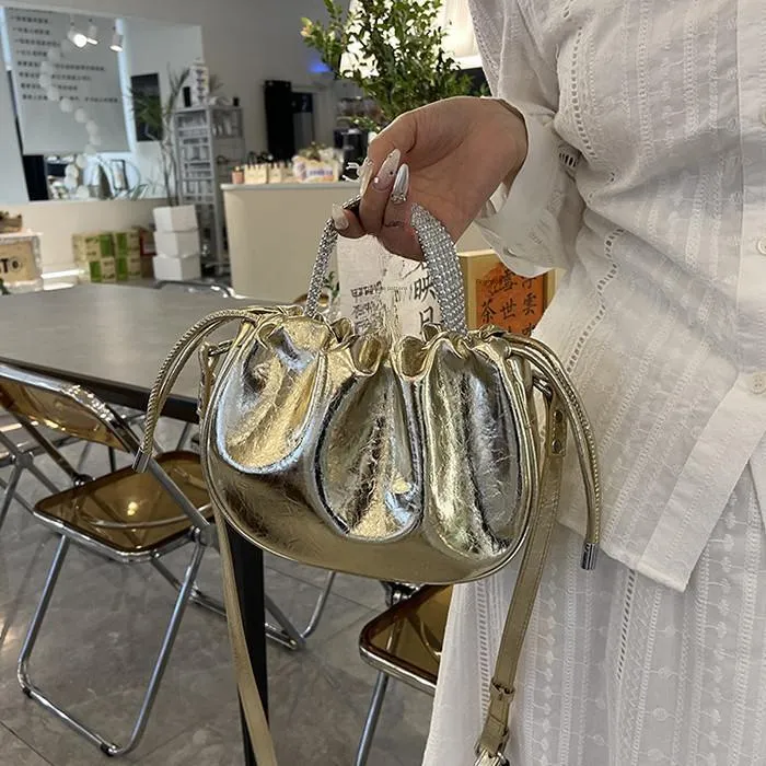 DALO PU One Shoulder Bucket Crossbody Handbag Women's Silver/Multicolor/Gold/Black-15