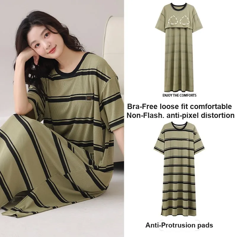 XISHE Nightgown Women's Olive Green-4