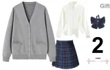 Gray Cardigan+Cinched Waist White Long+Zhao Qianlan (45cm) Comes with Bow Tie+Calf Socks+Hanger