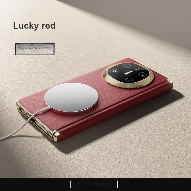 ZHUOJI Vegan Leather Material Center Axis Plain Leather Magnetic Phone Case Compatible Huawei Mate 6-17