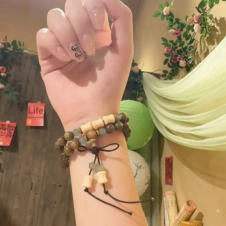 QIANYINGXIANG Green Sandalwood Bracelets Unisex-2