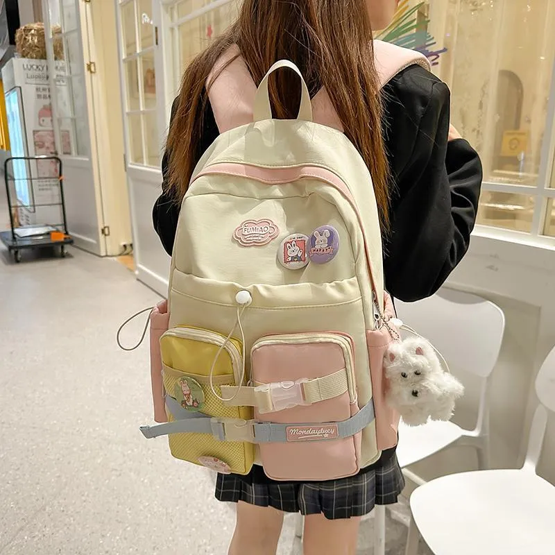 Kaka Tree Nylon Backpack Regular Unisex Black/White/Pink/Green Brown/Blue Green-3