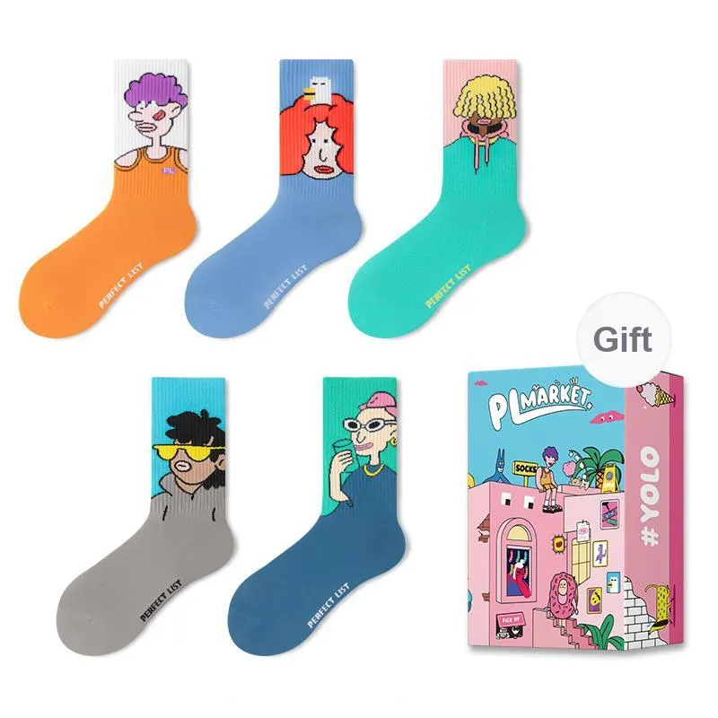 PL Mid Calf Socks Unisex Shopping Bag 2 Pack Mixed Color-16