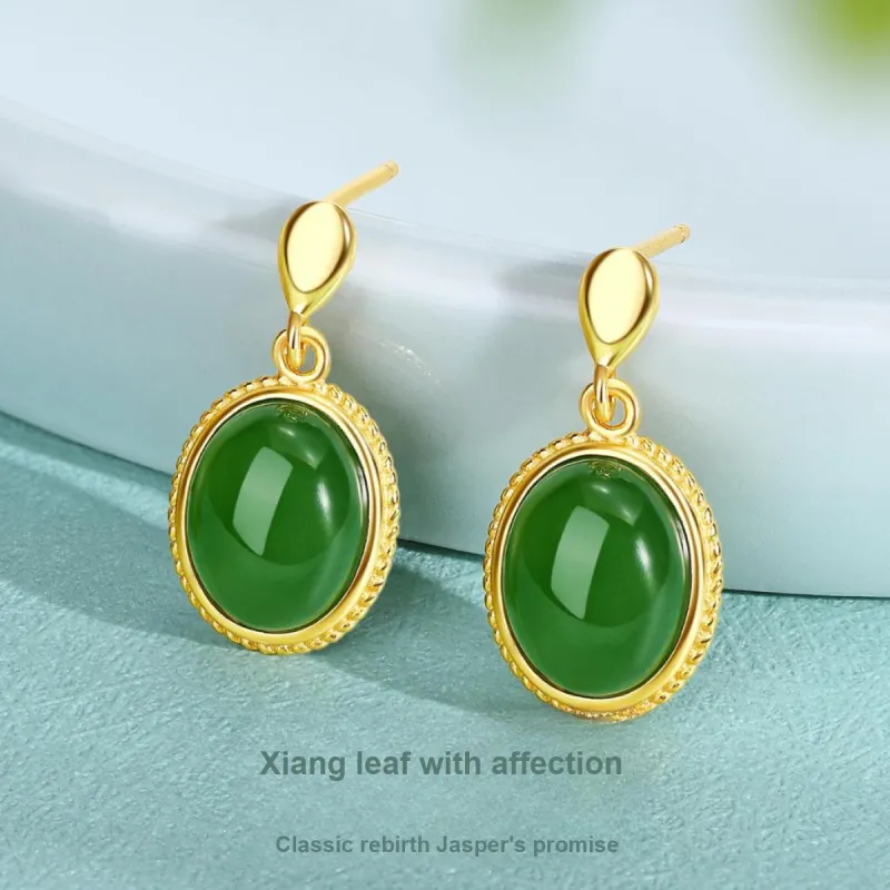 LAOMIAO Hetian Jade Earrings Jasper Women's-1