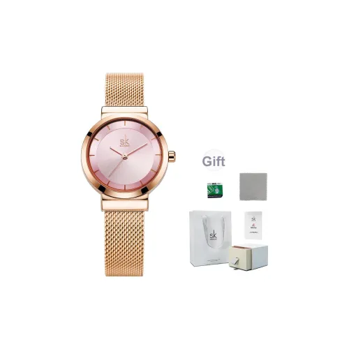 SHENGKE Кварцевый механизм ремешок из нержавеющей стали женские часы черный циферблат