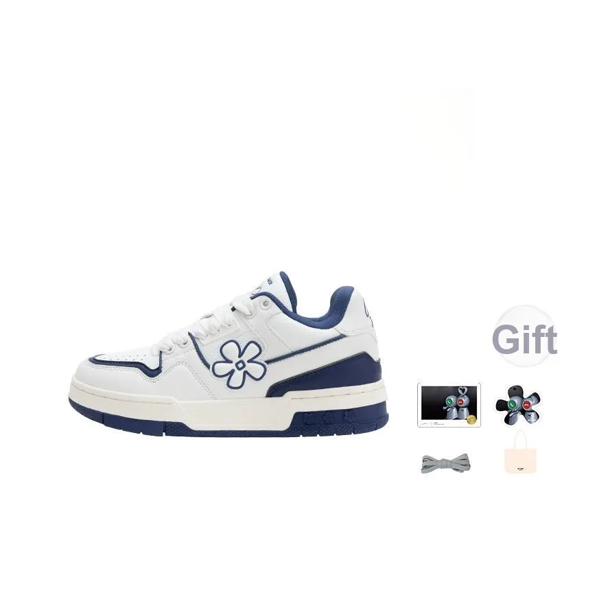 WE FLOWER Little Flower Shoes X Artist Collaboration Collection Low Top Summer Skateboard Shoes Unisex American Blue