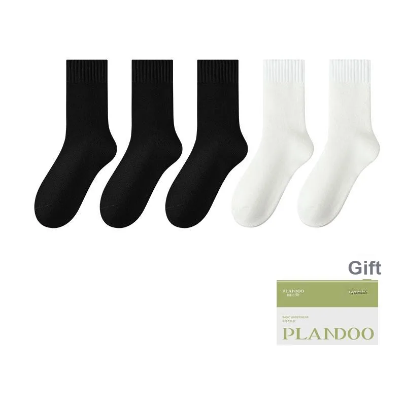 PLANDOO Mid Calf Socks Unisex Box 5 Pack-0
