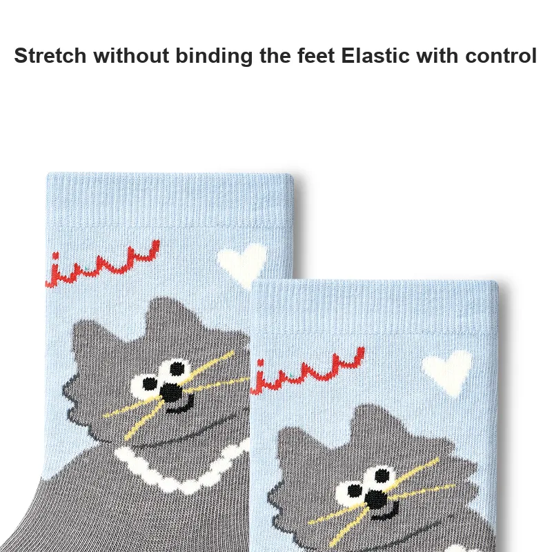 Primeet Mid Calf Socks Women's 5 Pack Cute Pet-2