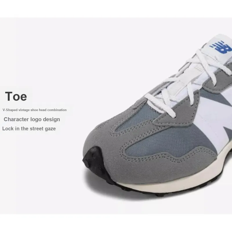 New Balance NB 327 Anti Slip Wear Resistant Low Top Kids' Running Shoes Gray White Grade School-1