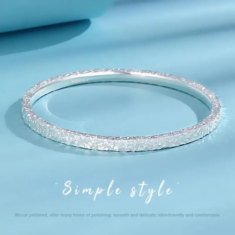 HAOYINFANG Pure Silver 9999 Bangles Unisex-3