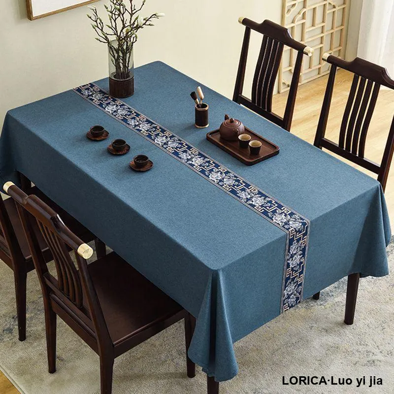 LUOYIJIA Waterproof New Chinese Style Dining Table Zen Cotton Linen Blend Coffee Table Mats Premium Tablecloths-2
