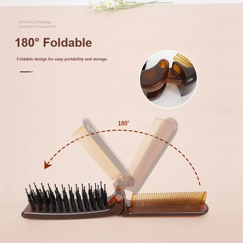 Future Maple Foldable And Portable Travel Companion Boar Bristle Combs Straight Hair Curling-1