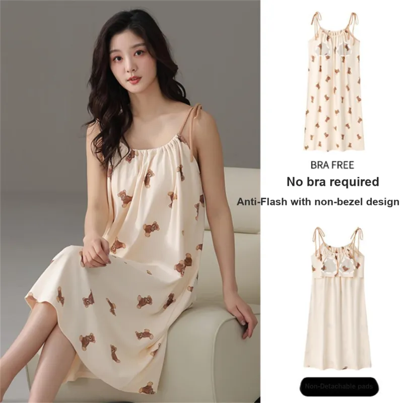 Cotton Shopping Nightgown Women's Apricot-1