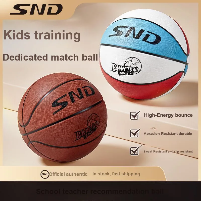 SND Rubber Basketball Blue White Red Size 5 7 Size Training Unisex-1