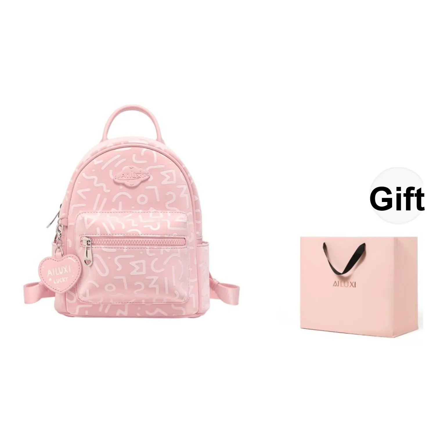 AILUXI PU Backpack Medium Size Women's Blossom Joy Pink
