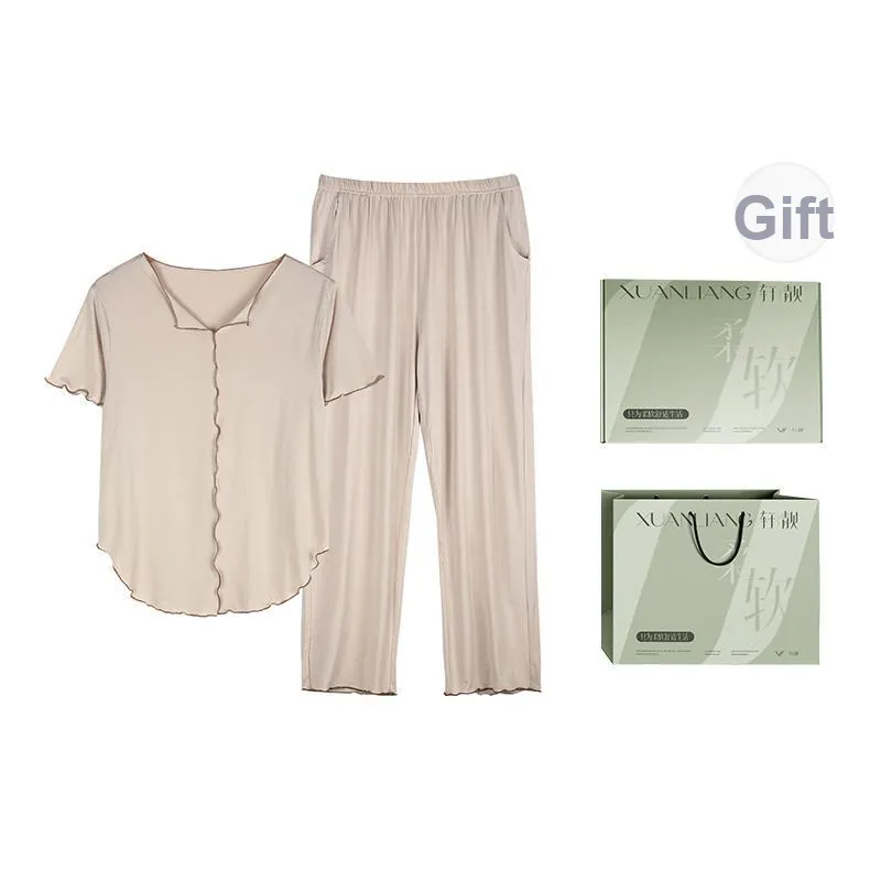 Xuan Liang Pajama Set Women's Gift Box Set Maroon-0