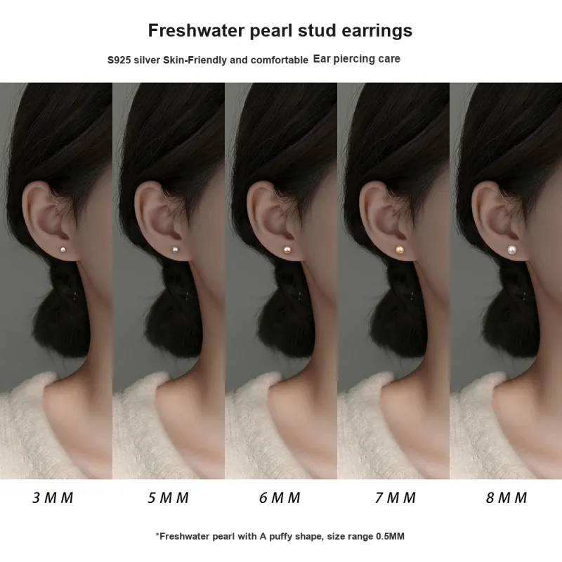 MCK S925 Silver Stud Earrings Women's-2