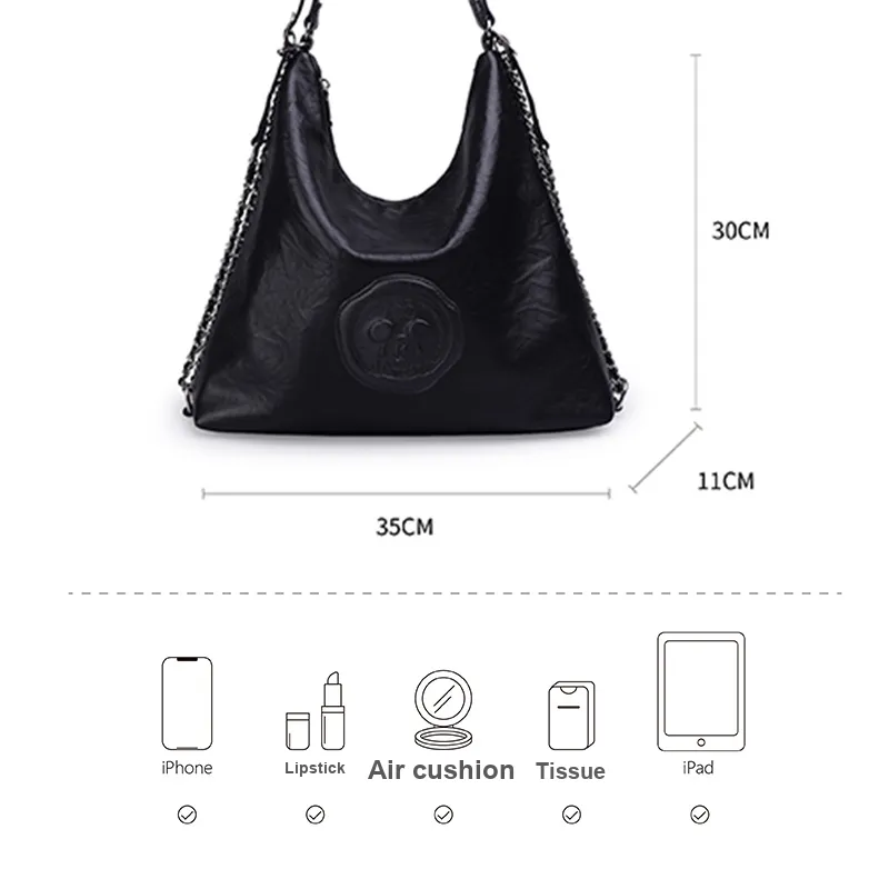 Disney Mickey Series Soft PU Leather Tote Bag, Shopping Bag, Handbag, Shoulder Bag Tubas Women's Black-4