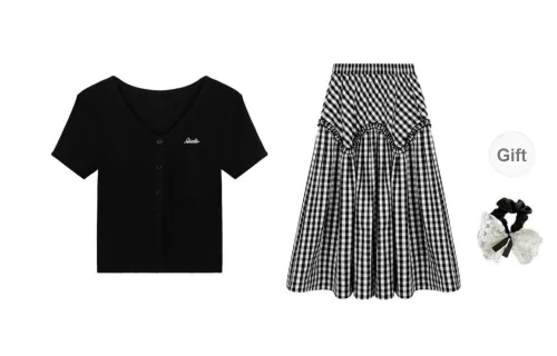PAVEA Two Piece Skirt Sets Women
s Two Piece Set+Hair Tie Includes