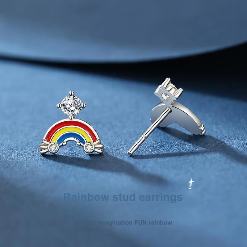 KADER 925 Sterling Silver Stud Earrings Women's Multicolor-1