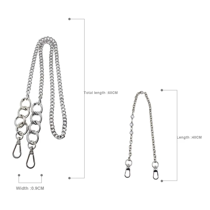 Alloy Metal Bag Shoulder Strap Women's Silver-5