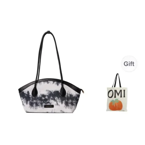 OMI Synthetic Leather Shoulder Bag Regular Women's Dark Gray/Apricot White
