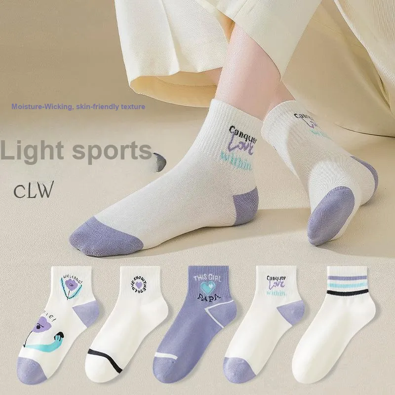 Lan Miao Mid Calf Socks Women's 5 Pack-2
