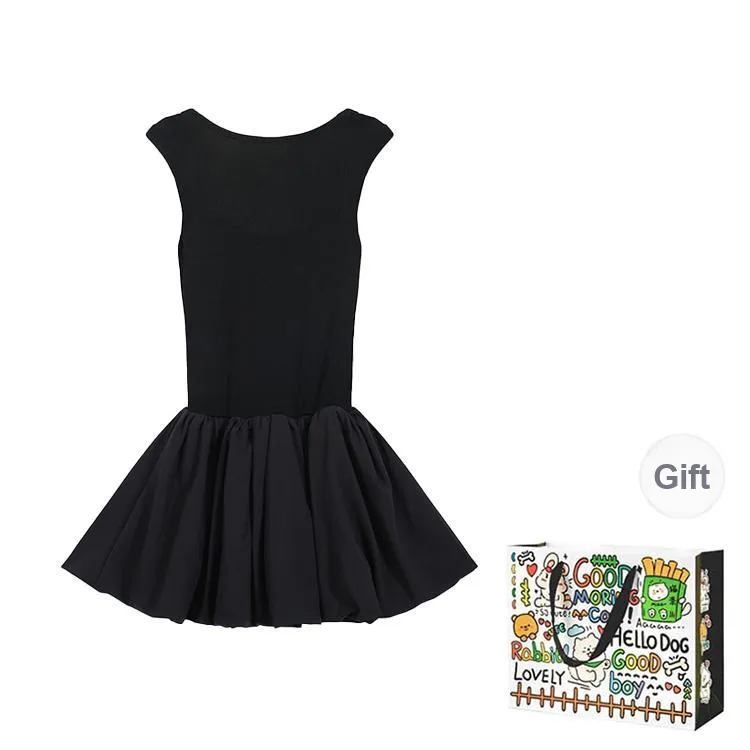 OURUOKE Slip Dress Women's Black-1
