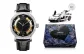 Silver Case Black Dial Silver Hands Black Leather Strap with Band