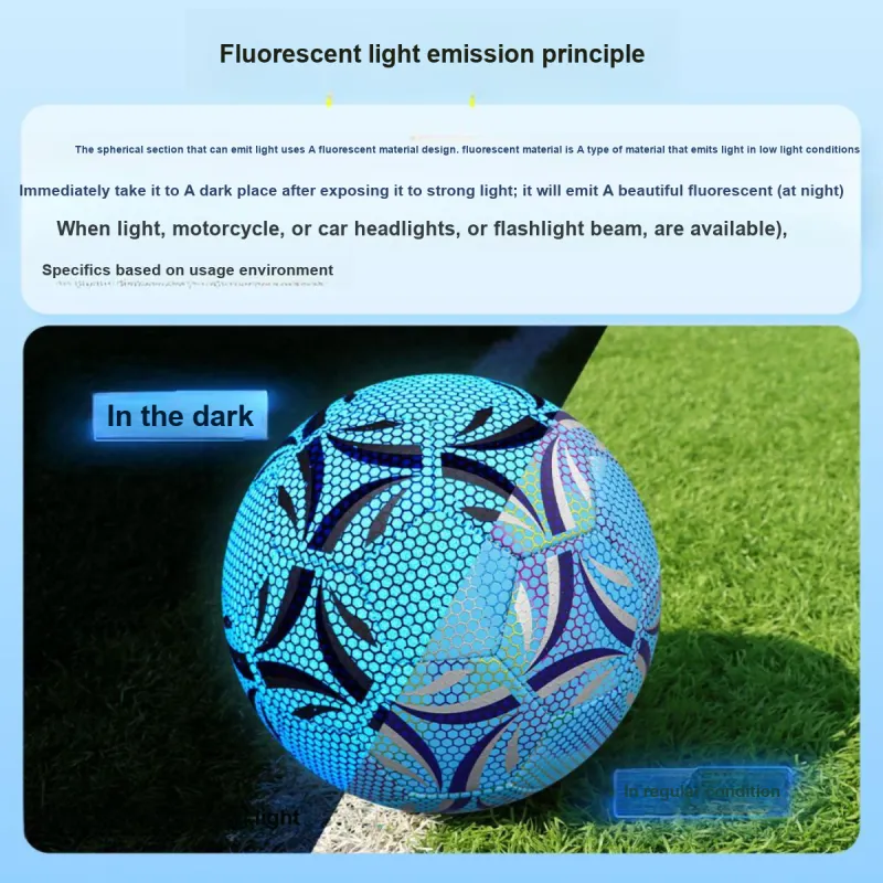 SIPAKESPORT Size 4 5 Size Soccer PU Machine Stitched Soccer Ball Unisex Glow In The Dark Blue-10