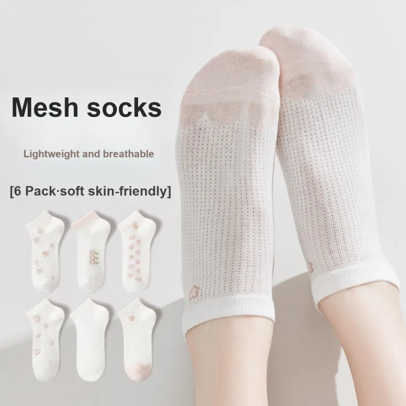 MIIOW No Show Socks Cooling Sweet Style Heart Moisture Wicking Slip Resistant Women's 6 Pack-2