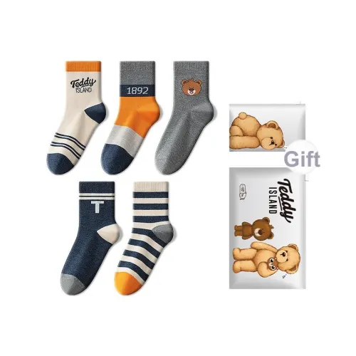 TEDDY ISLAND Смешанный цвет 5 пар [10A Антибактериальный кончик носка] Детские носки