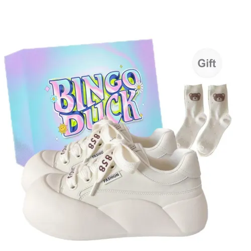 BINGO DUCK Slip Resistant Low Top Skateboard Shoes Women's Beige