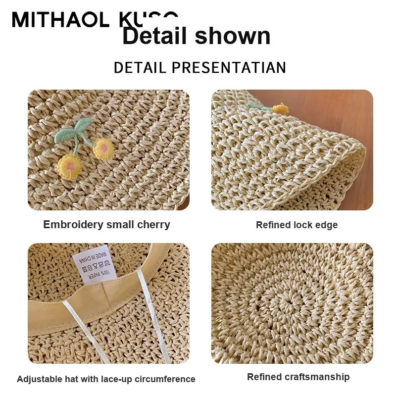 MITHAOL KUSC Straw Woven Sun Protection Hats Women's-2