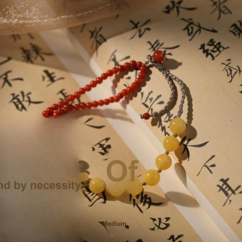 Clear Snow Southern Red Agate/Beeswax Bracelets Unisex-4