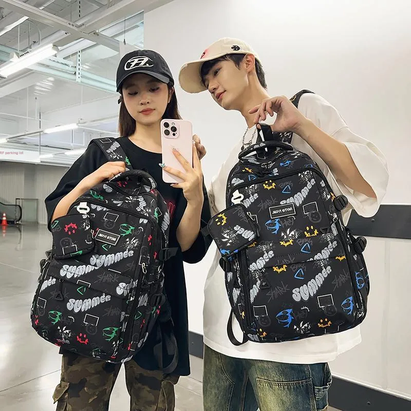 URBAN FOREST Nylon Backpack Unisex Red/Purple/Yellow/Green/Black-10
