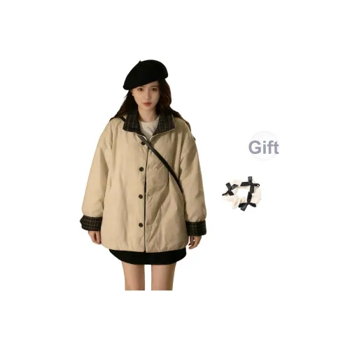 XUOIZA Абрикос Пэчворк + Резинка для волос + Подарок Женские Пуховики