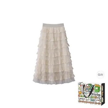 HAPG Casual Long Skirts Women's Apricot Shopping Bag