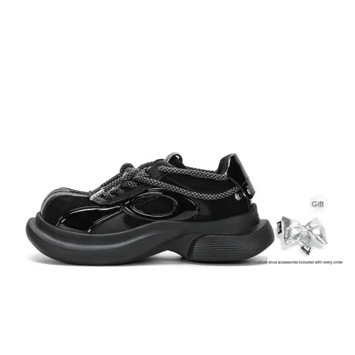 Ouder Street Anti Slip And Wear Resistant Height Increasing Low Top Casual Shoes Women's Black