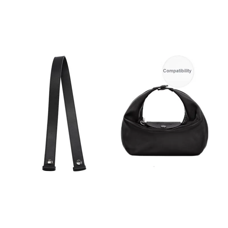 Ingenuity Handmade Cow Leather Bag Strap Women's Black Elephant Gray-3