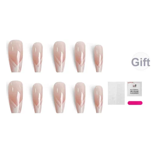 JIABITU Тройной Французский Съемный Стиль False Nail Трапециевидный Однотонный Jump Цвет Клетчатый 17мм