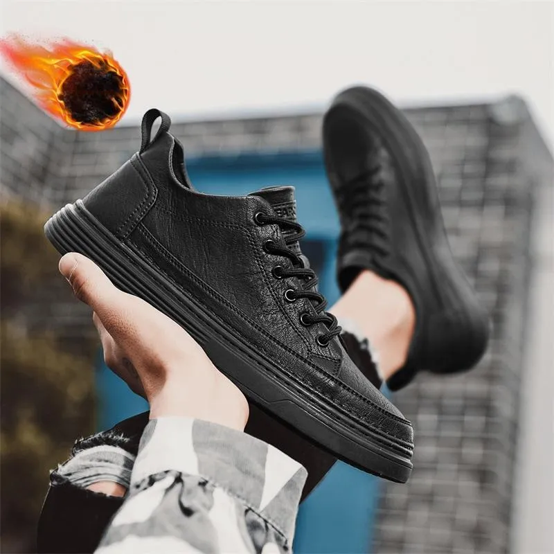YEARCON Height Increasing Low Top Skateboard Shoes Men's Agate Black-3
