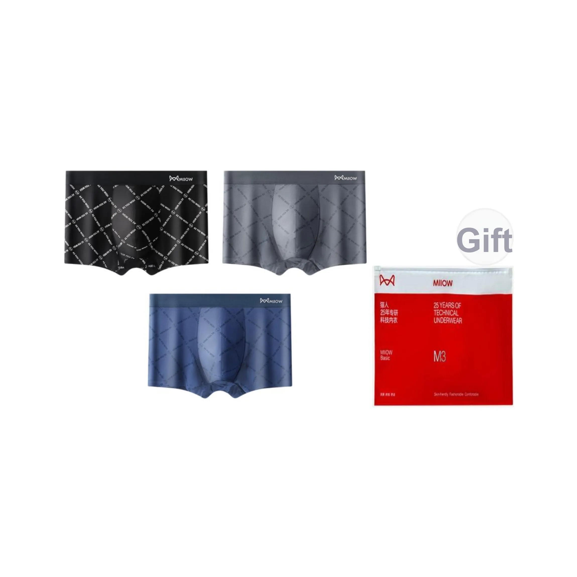 MIIOW Cool One Summer Series Underpants Men's Shopping Bag 3 Pack