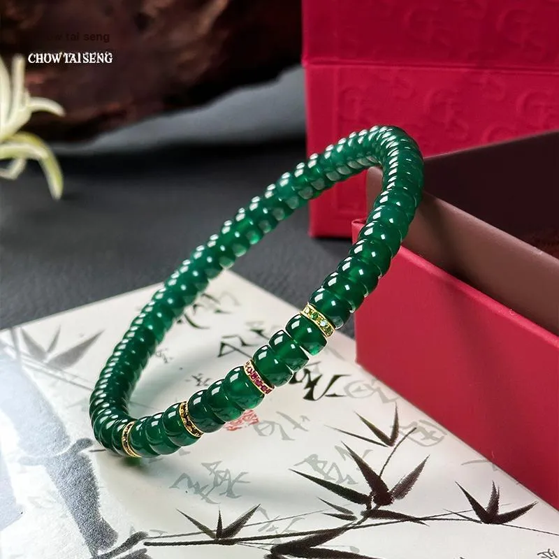 CHOW TAI SENG Agate New Chinese Style Beaded Bracelet Unisex-1