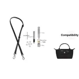 Black with Silver Buckle, Adjustable 95-124cm Shoulder Strap+Perforated Set