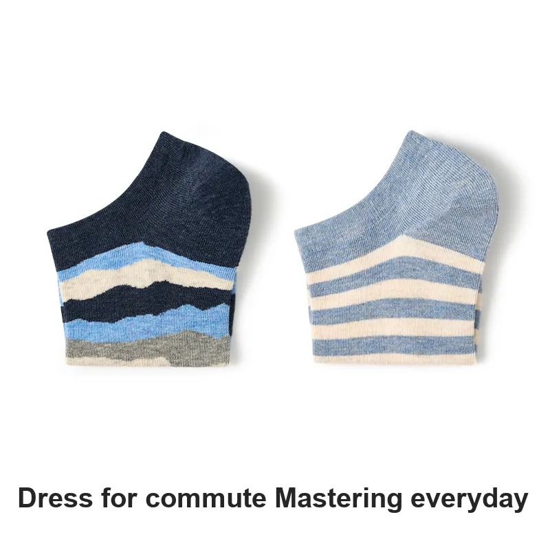 Primeet No Show Socks Unisex 5 Pack Striped-1