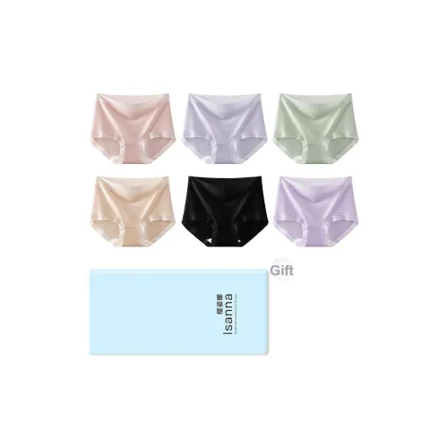 Yingzina 6 Штук Подарочный Набор Ночной Черный+Фарфоровая Кожаная+Элегантный Серый+Аврора Фиолетовый+Дымчатый Зеленый+Медовый Розовый Женские Трусики-Бикини